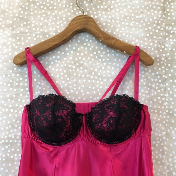 Cacique Lane Bryant Pink Satin Chemise Lingerie Lace Sexy Underwire Size 18/20 - Picture 2 of 9